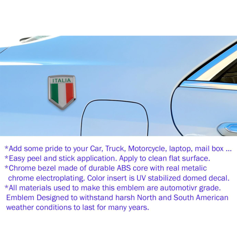 Alumīnija auto korpusa uzlīme ar Itālijas karogu, 3D hroma zīmogs, pašlīmējošs