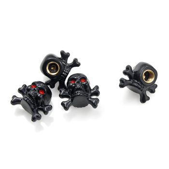 Capac de valve pentru anvelope cu design craniu, universal, filetare, material din cauciuc, cavitate comună a miezului