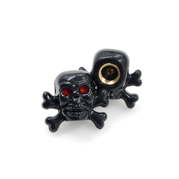Capac de valve pentru anvelope cu design craniu, universal, filetare, material din cauciuc, cavitate comună a miezului