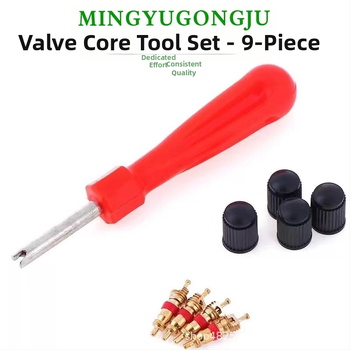 Σετ εργαλείων για πυρήνα βαλβίδας ελαστικών — περιλαμβάνει πυρήνα βαλβίδας, καπάκι βαλβίδας και κλειδί πυρήνα βαλβίδας — χωρίς επωνυμία