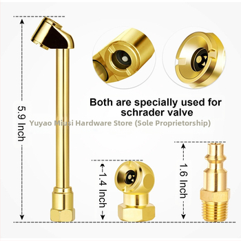 Shiming 4-частов комплект за надуване на гуми с външна резба 1/4NPT, железен материал, монтаж чрез бързо завъртане