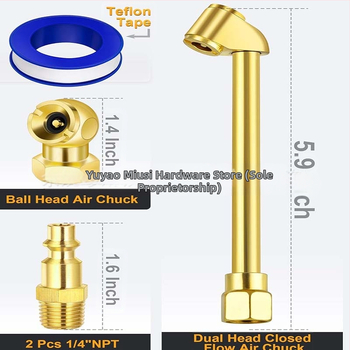Shiming 4-частов комплект за надуване на гуми с външна резба 1/4NPT, железен материал, монтаж чрез бързо завъртане
