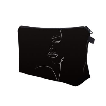 Unisex τσαντάκι καλλυντικών και περιποίησης με καλλιτεχνικό σχέδιο προσώπου σε γραμμικό στυλ, εξωτερικό πολυεστέρας και επένδυση πολυεστέρα