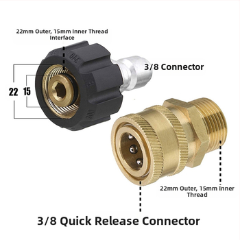 Σετ συνδετήρων σωλήνα υψηλής πίεσης για πιστόλι νερού, ορειχάλκινοι συνδετήρες, σετ μετατροπών, διμελές