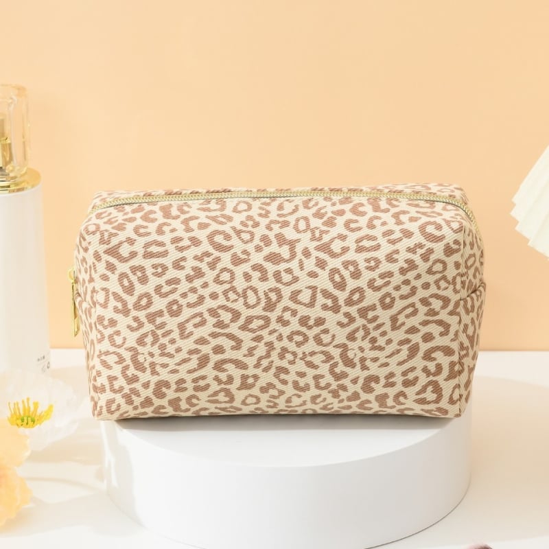 Козметична чанта с голям капацитет, портативна с канвасово тяло и PU подплата, водоустойчива, унисекс, градски минималистичен стил, едноцветен дизайн