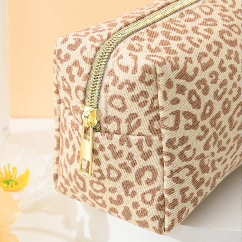 Козметична чанта с голям капацитет, портативна с канвасово тяло и PU подплата, водоустойчива, унисекс, градски минималистичен стил, едноцветен дизайн