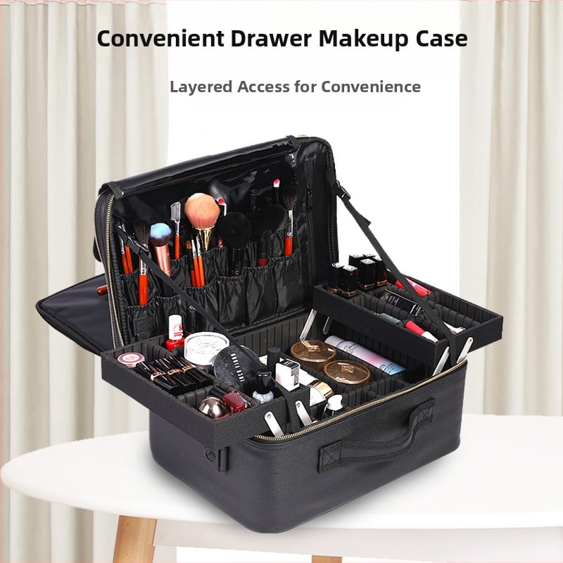 Pārvietojama kosmētikas soma ar lielu ietilpību profesionāliem grima meistariem, daudzfunkcionāls uzglabāšanas risinājums grimu, nagu un tetovējumu rīkiem, ar rāvējslēdzēju, PU materiāls, svars 2 kg, paplašināšanas slānis