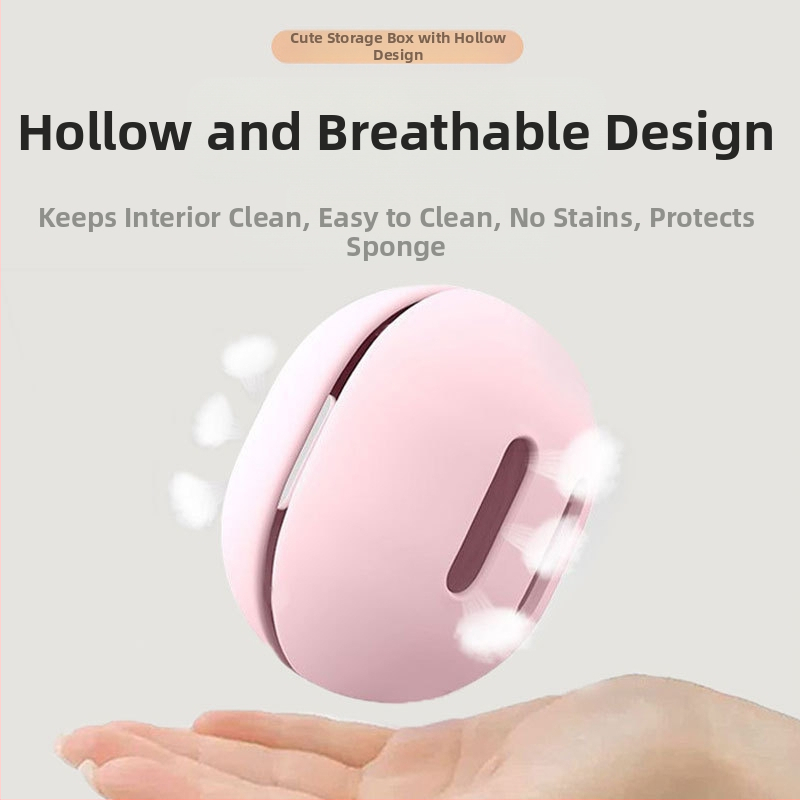 Силиконова кутия за съхранение на козметична яйцевидна гъбичка и пух за пудра – преносим органайзер за пътуване