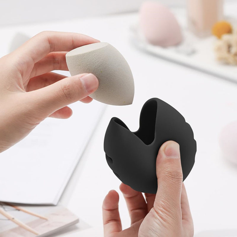 Σιλικονούχο κουτί αποθήκευσης ομορφιάς σε σχήμα αυγού – φορητός οργανωτής μακιγιάζ για σφουγγάρι και puff πούδρας