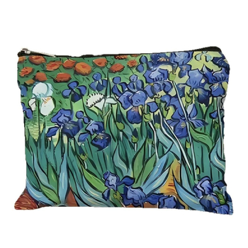 Τσαντάκι μακιγιάζ με μοτίβο ζωγραφικής σε λάδι — εξωτερικό καμβάς, επένδυση από καμβά, διαπνέουσα