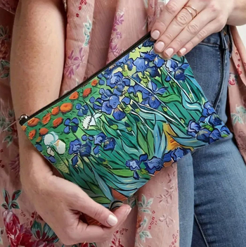 Τσαντάκι μακιγιάζ με μοτίβο ζωγραφικής σε λάδι — εξωτερικό καμβάς, επένδυση από καμβά, διαπνέουσα