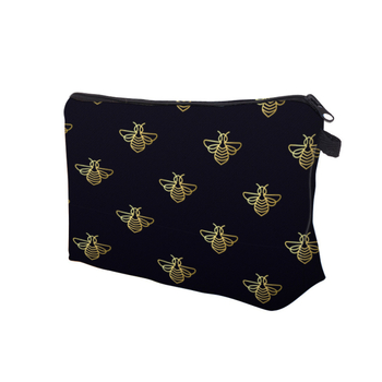 Τσάντα μακιγιάζ με σχέδιο μέλισσας, σχήμα μαξιλαριού, πολυεστέρας, φερμουάρ, χωρητικότητα κάτω από 20 λίτρα