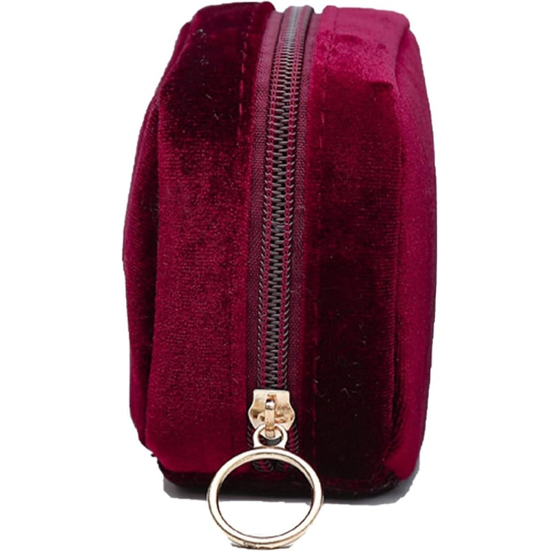 Кадифена козметична чанта за пътуване — дамски стил, с райета, подплата от полиестер