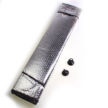 Αντηλιακή κουρτίνα αυτοκινήτου για το εμπρός παρμπρίζ με αλουμινοποιημένο φιλμ, εγκατάσταση με αναρρόφηση, εκτύπωση λογότυπου, βάρος 0,48 kg