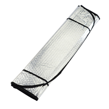 Αντηλιακή κουρτίνα αυτοκινήτου για το εμπρός παρμπρίζ με αλουμινοποιημένο φιλμ, εγκατάσταση με αναρρόφηση, εκτύπωση λογότυπου, βάρος 0,48 kg