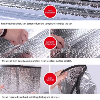 Αυτοκινητική ηλιοπροστασία με επίστρωση αλουμινιοφύλλου, τηλεσκοπική εγκατάσταση, εκτύπωση λογότυπου, προσαρμοσμένος σχεδιασμός σύμφωνα με τα σχέδια