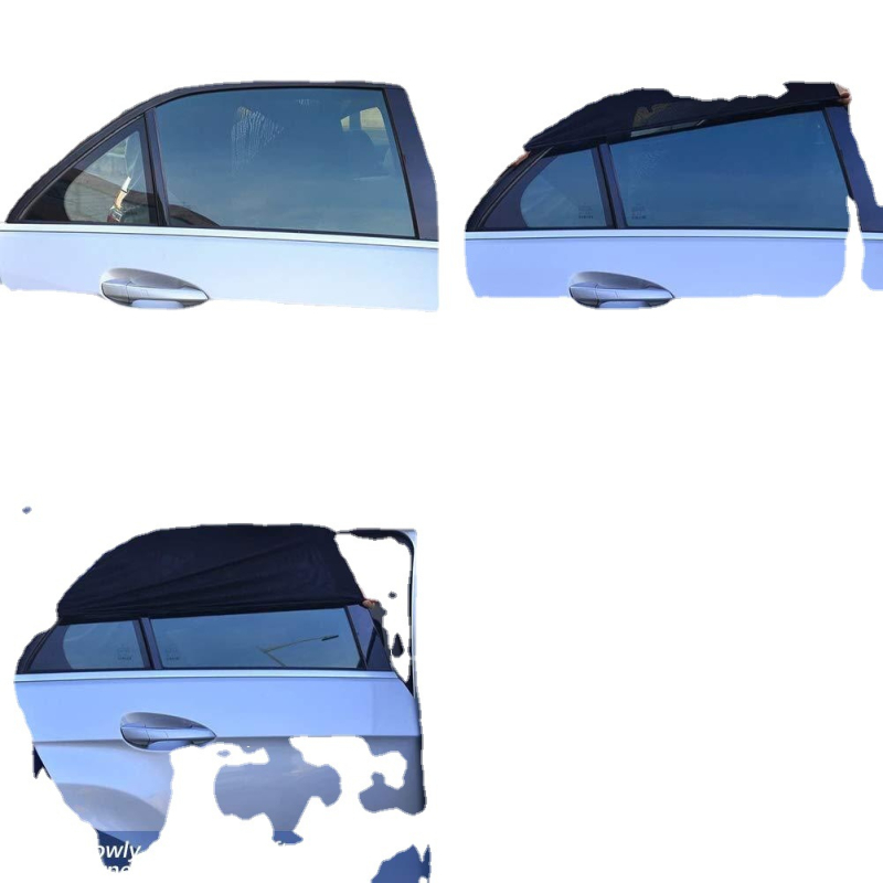 Automobilio lango skydelis iš kvėpuojančios tinklinės medžiagos – elastinis šono lango uždangalas, snap-in montavimas, universali suderinamumas, logotipo spausdinimas įmanomas