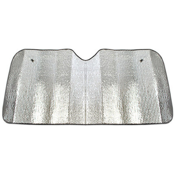 Automobilio saulės skydelis su aliuminine folija, dryžių raštas, tvirtinimas siurbtukais, priekinio stiklo apsauga nuo radiacijos