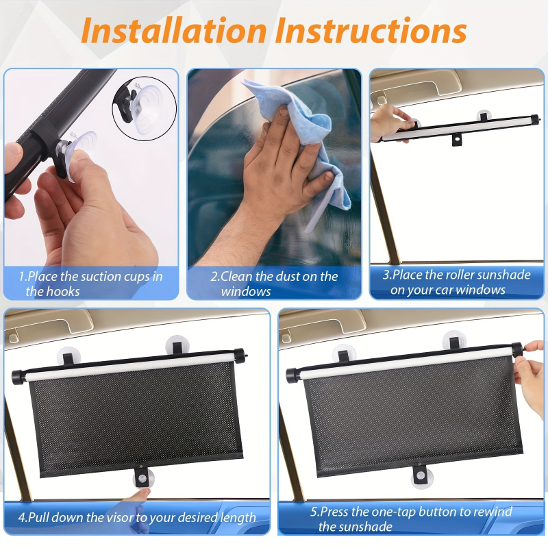 Automobilio šono lango skydelis nuo saulės, PVC, siurbimo puodelio montavimas, universalus tinka, minimalistinis dizainas