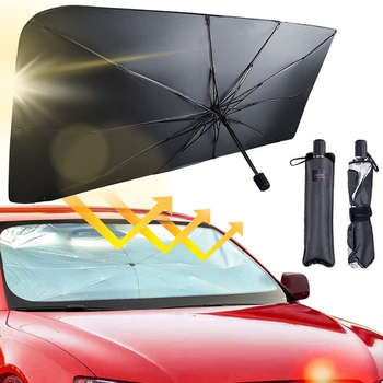 Auto zaštitni sjenilo za prednje staklo, UPF > 40, 10 čeličnih rebara, sklopivi dizajn, ručno otvaranje, univerzalna prilagodba