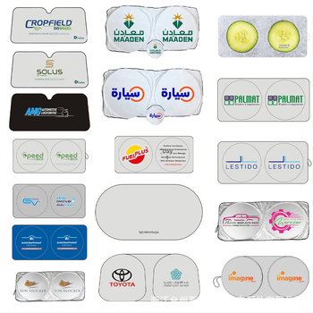 Automobilio saulės skydelis su sidabro danga iš audinio, pritaikomas raštas ir logotipo spauda, tvirtinimas siurbimo puodeliu