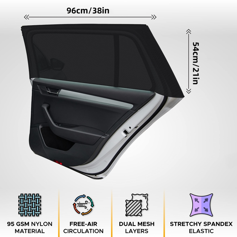 Automobilio lango skydelis nuo saulės su vabzdžių tinklu – universalus tvirtinimas, pakabinamas montavimas, paprastas stilius, vėdinimas