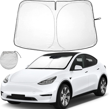 Tesla priekšējā stikla saules aizsargs – PVC, salokāms dizains, Modelis 3/Y, logotipa druka