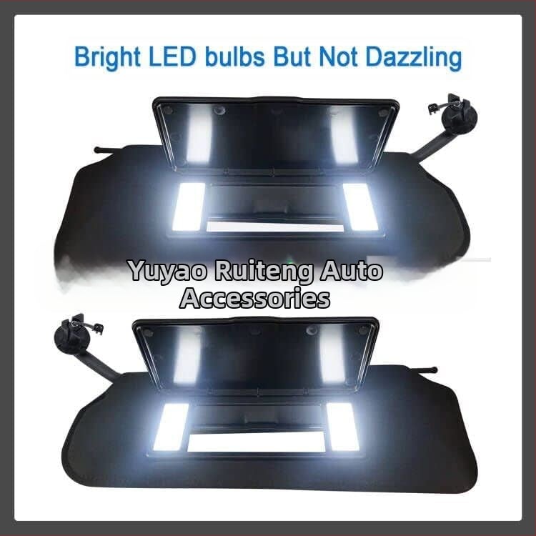 Automobilio saulės skydelis su ryškiais LED – HD makiažo veidrodis, užspaudžiamas montavimas, logotipo spauda, licencijuotas privatūs ženklas