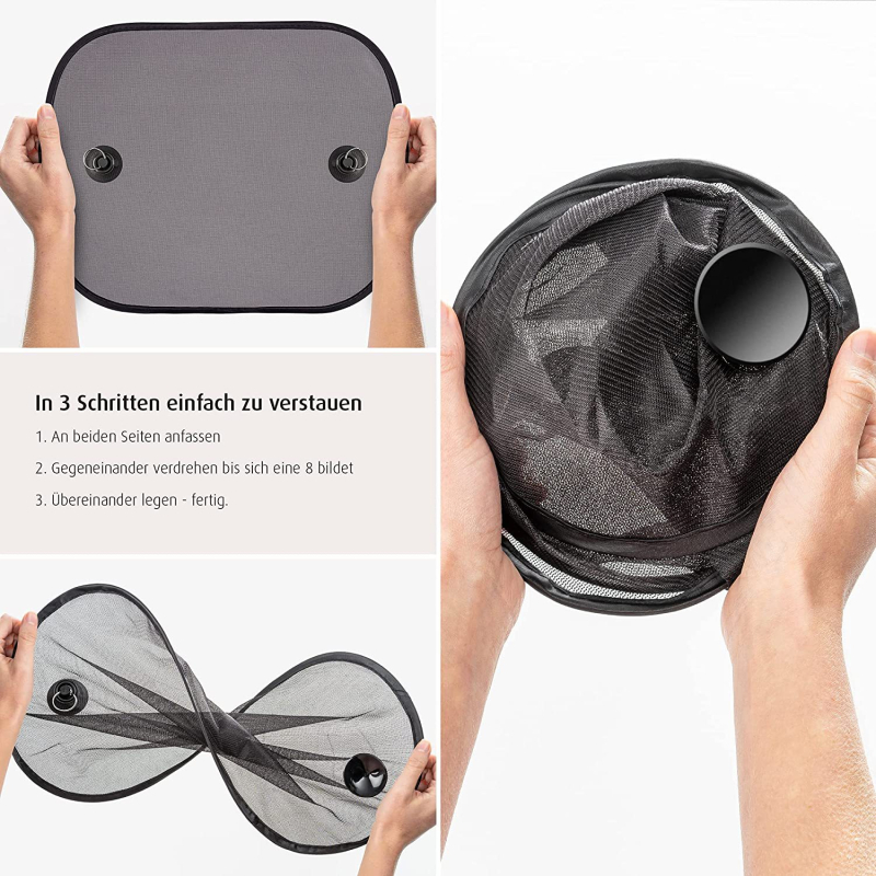 Autó napellenző nylon hálóval, szívófejes rögzítés, testreszabható mintázat, logó nyomtatás, tömeg 0.07 kg