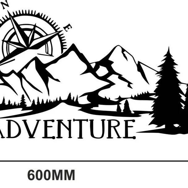 Y-263 Vinyl стикер за RV и офроуд превозни средства — мотив Горски компас — самозалепващ монтаж