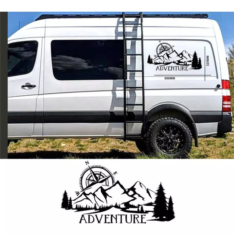 Y-263 Vinyl стикер за RV и офроуд превозни средства — мотив Горски компас — самозалепващ монтаж