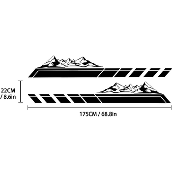 Стикер за каросерия на автомобил с графика планински гори, PVC материал, силно залепване, шарка