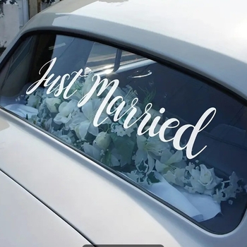 Автомобилен декал Just Married, винил, самозалепващ, HDJWU