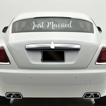 Автомобилен декал Just Married, винил, самозалепващ, HDJWU