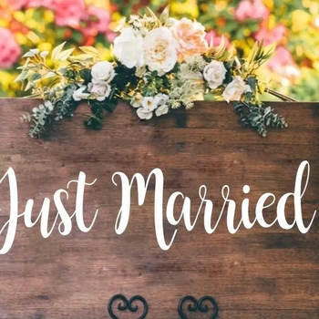 Автомобилен декал Just Married, винил, самозалепващ, HDJWU