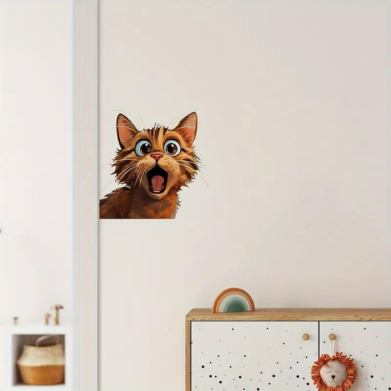 Επιτοίχιο αυτοκόλλητο - κεφαλή γάτας (κινούμενο σχέδιο) - PVC - αυτοκόλλητο - για σαλόνι, υπνοδωμάτιο και εμπορικούς χώρους