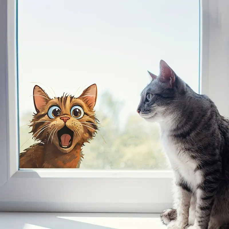 Επιτοίχιο αυτοκόλλητο - κεφαλή γάτας (κινούμενο σχέδιο) - PVC - αυτοκόλλητο - για σαλόνι, υπνοδωμάτιο και εμπορικούς χώρους