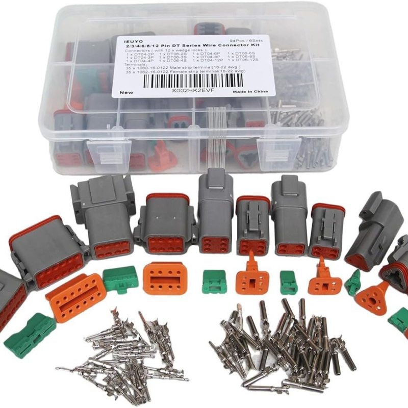 Vodootporan set konektora za žice, muški i ženski priključci, 16-22 AWG, siva