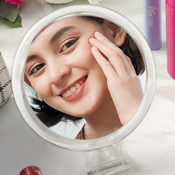 Двустранно ръчно сгъваемо огледало за грим с увеличение 10x–40x, алуминиева леща, ABS рамка