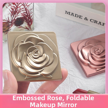 Двустранно огледало за грим, преносимо, сгъваемо, кръгло, за спалня и баня