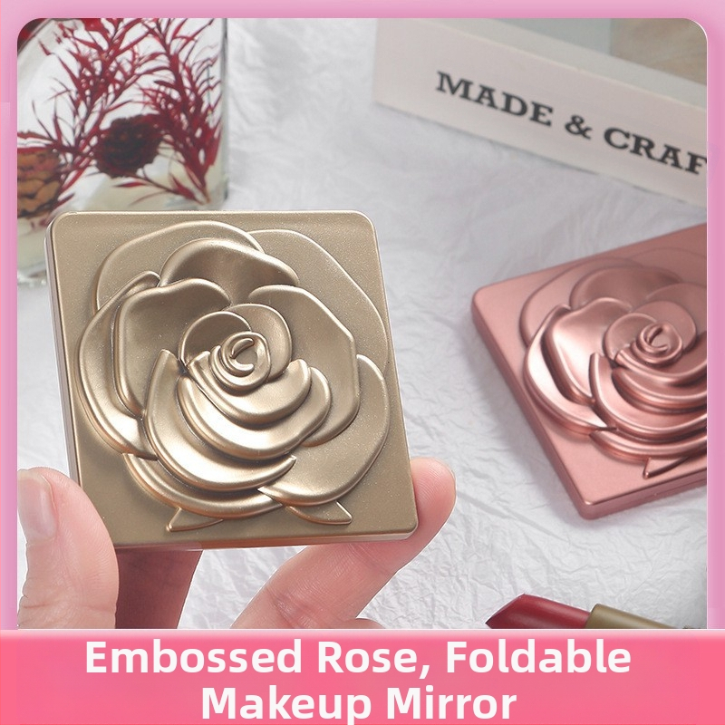 Dvojstranné zrkadlo na líčenie, prenášateľné, zložené, guľaté, neelektrické, do spálne a kúpeľne