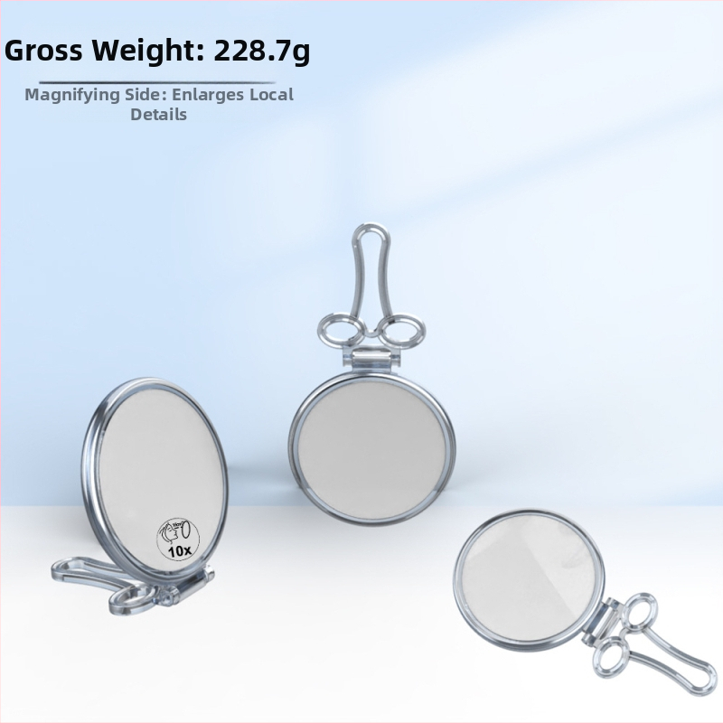 Stolné dvojstranné zrkadlo na make-up, skladacie, s HD zväčšením, ABS rám, prenosné