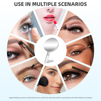 Двустранно ръчно огледало за грим, увеличения 10x/20x/30x/40x, сгъваемо