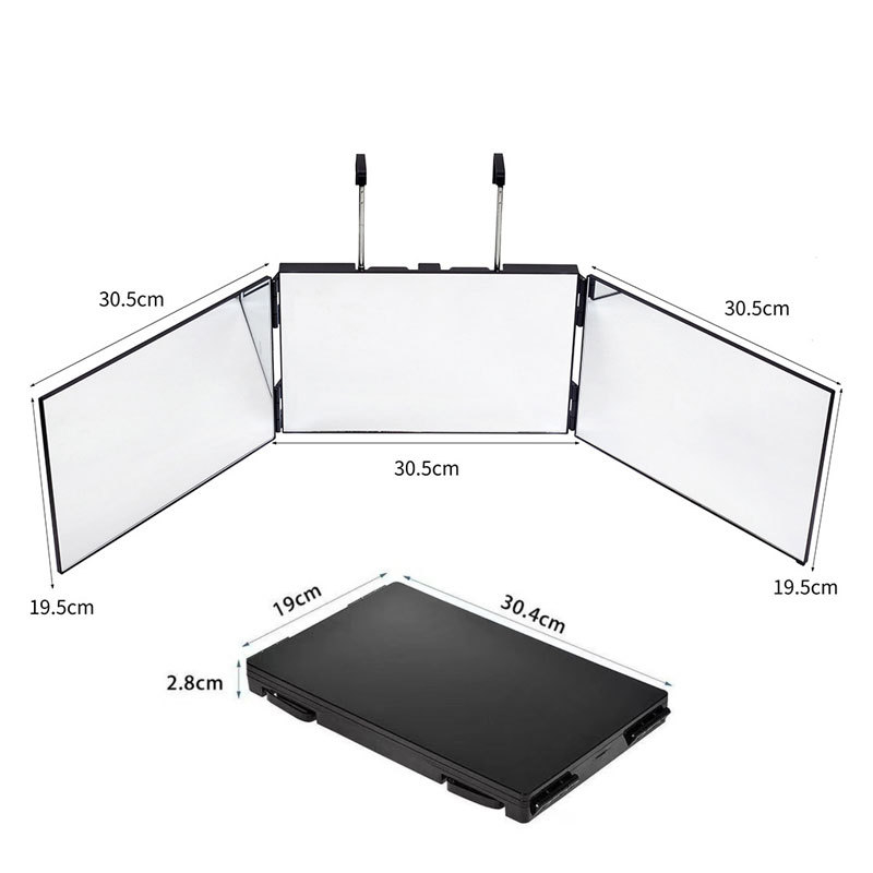 Καθρέφτης μακιγιάζ με τρεις όψεις, αναδιπλούμενος, ρυθμιζόμενος και κρεμαστός σχεδιασμός, ABS πλαίσιο, κατάλληλος για σαλόνι, υπνοδωμάτιο και μπάνιο