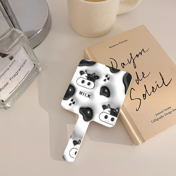 Огледало за грим с дръжка — пластмасова рамка, алуминиево огледало, печатано лого, лицензирана частна марка, подходящо за спалня и баня, ръчно и настолно използване