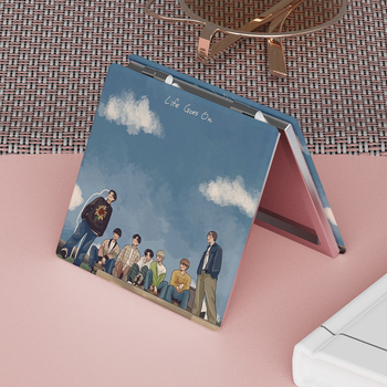 Сгъваемо огледало за грим Xinruyu, рамка PU/PS/PVC, сребърно огледало, подходящо като подарък