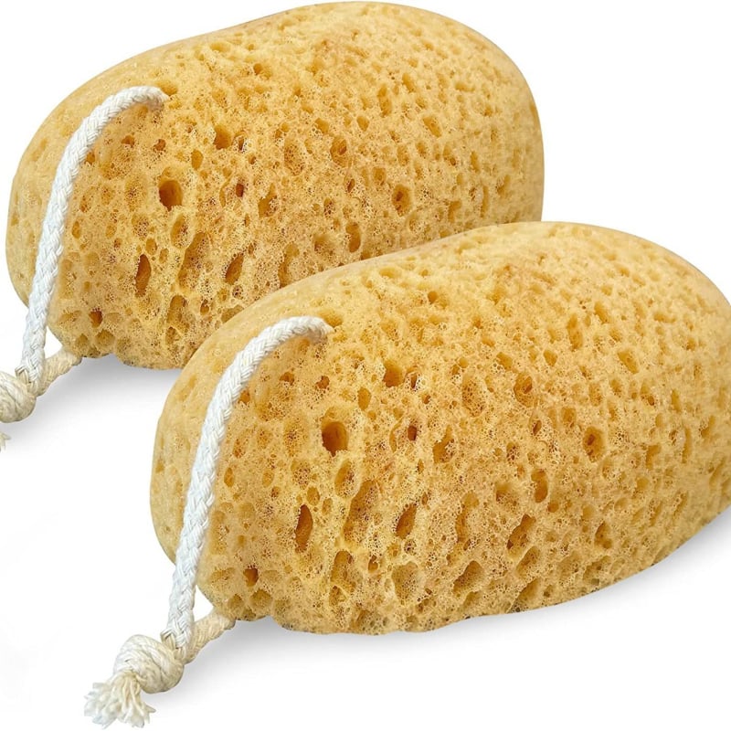 Méhessejt mintázatú fürdőszivacs, exfoliáló, 2 darabos készlet kötélen, poliuretán szivacs