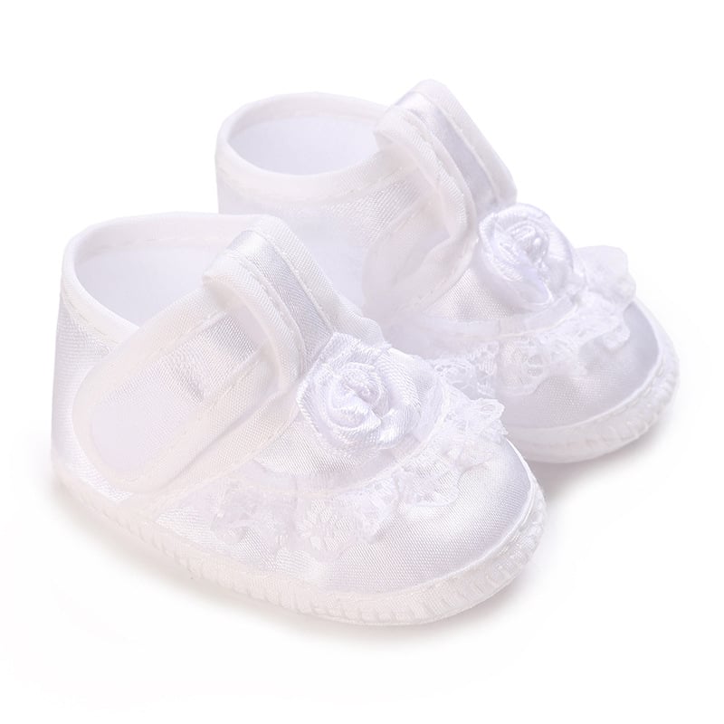 Kanvas zīdaiņu kristību kurpes, Velcro aizdare, zemais augšējais apvalks, 12–36 mēneši, pavasaris–rudens