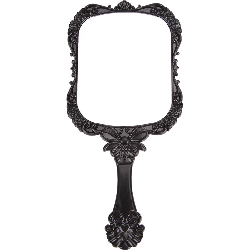 Sminktükör pillangó mintás vintage dizájnnal, európai stílusú négyzet alakú, háromdimenziós relief, rövid nyél, Brand Flattering