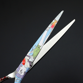 Боядисани прави ножици за подстригване за фризьор с декоративен дизайн, професионална употреба